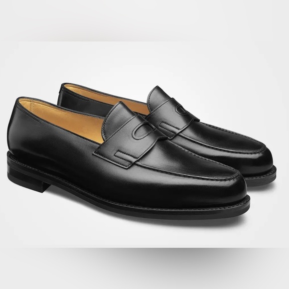 New JOHN LOBB Men's Iconic Leather Penny Loafers in Black Size 11 - Picture 1 of 13